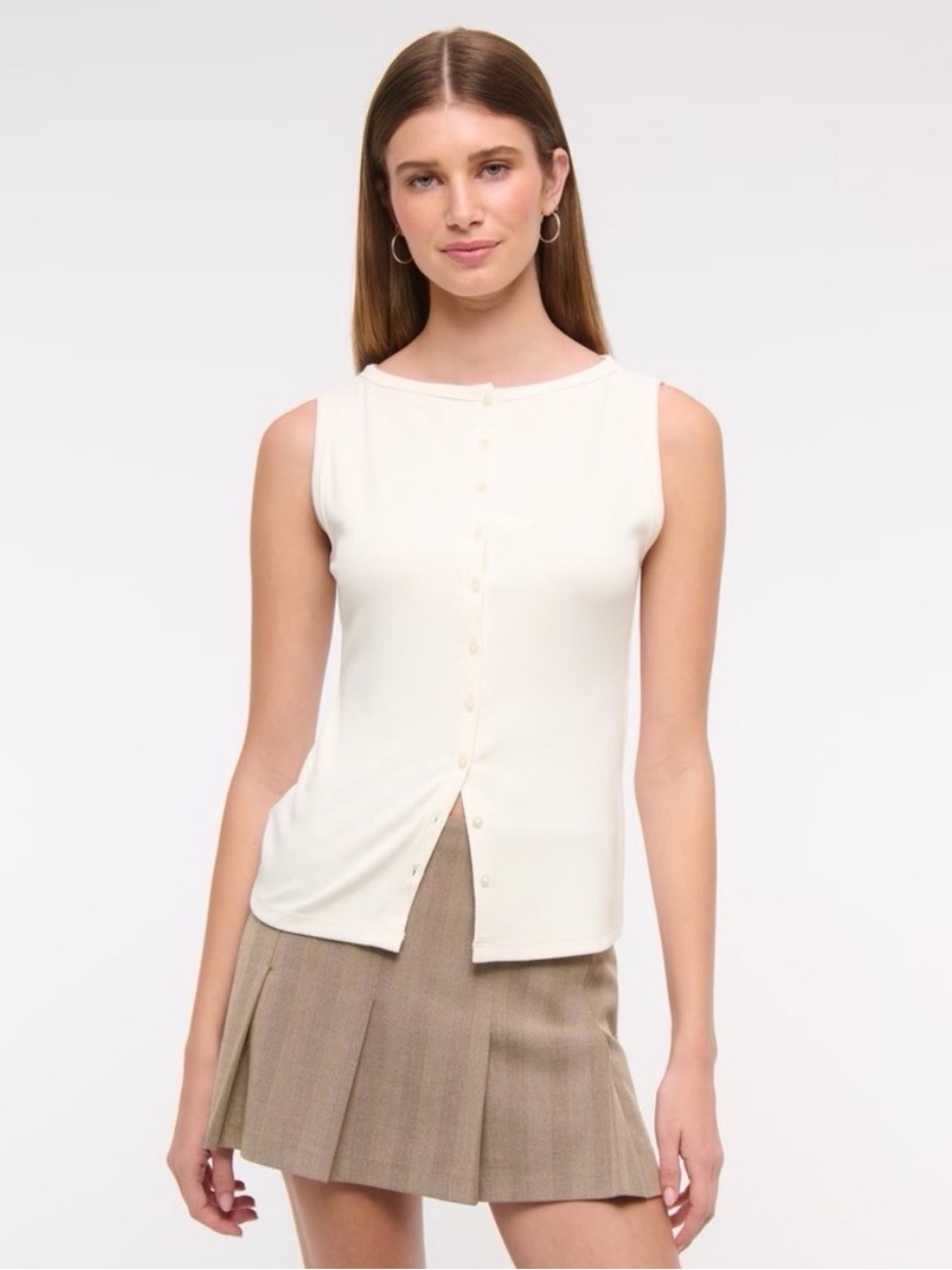 ABERCROMBIE Button-Front Top in Cream